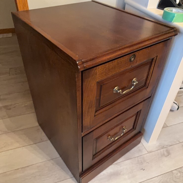 Two drawer wooden file cabinet