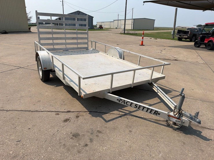 2018-k&o-pacesetter-7ft-x-12ft-aluminum-bumper-hitch-flatbed-trailer-image-1