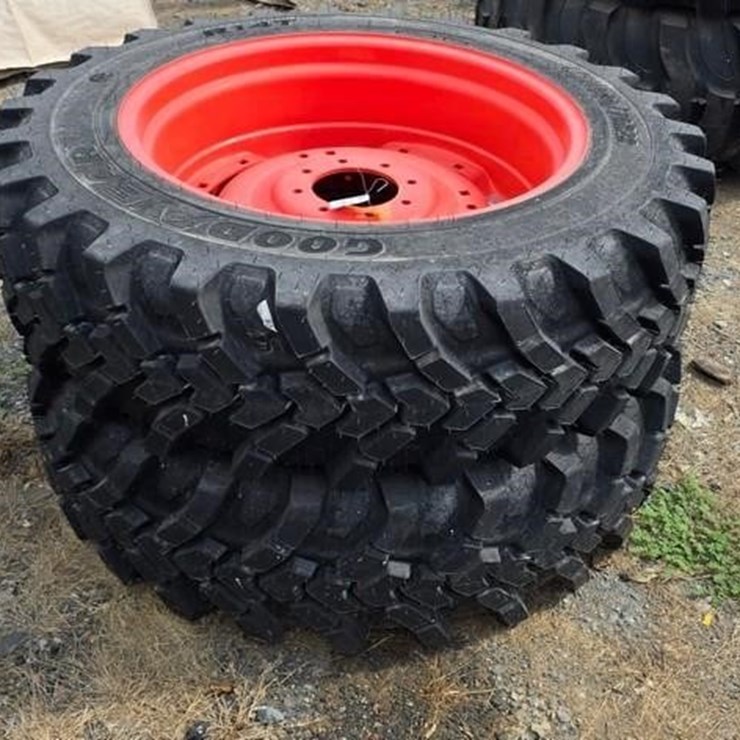 2-GOOD YEAR 340/70R28 TRACTOR TIRES & RIMS