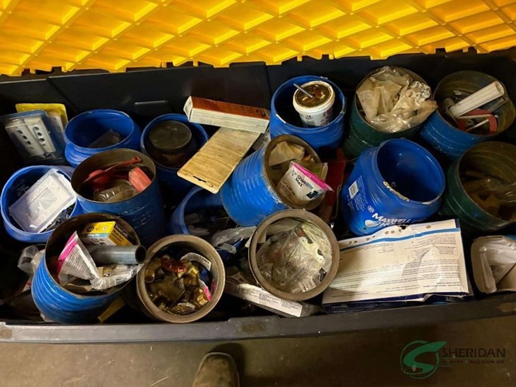 tote-and-contents-of-plumbing-and-electrical-parts-image-1