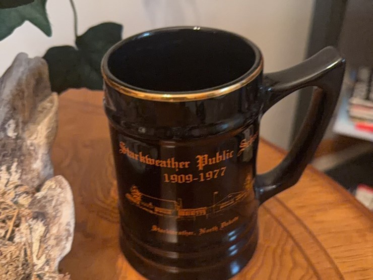 everything-on-top-of-the-table,-includes-driftwood-decorated-piece,-flowers,-starkweather-public-school-mug-from-1977-image-9
