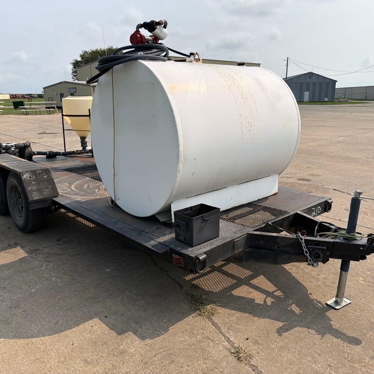 74” x 16ft Flatbed Trailer w/ Fuel Barrel