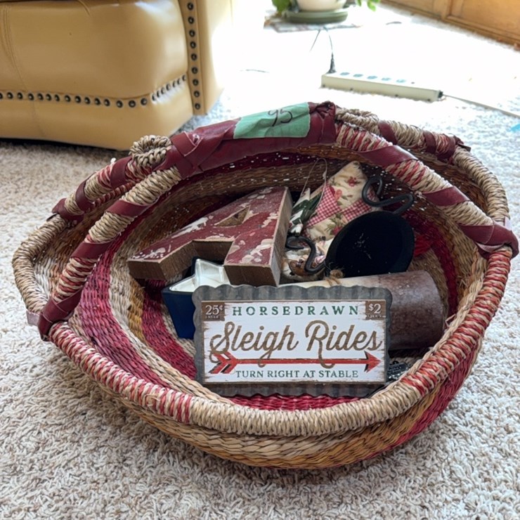 Holiday collectibles in basket