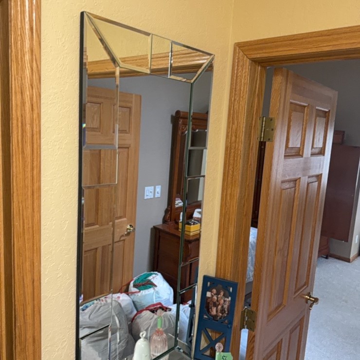 Large leaded glass mirror