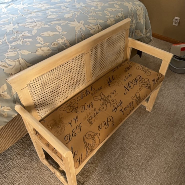 Sitting bench for foot of bed