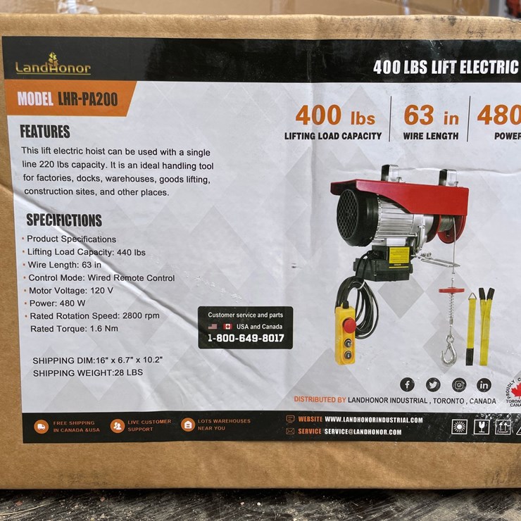 #10610 • LandHonor 400 lb. Lift Electric Hoist (Mosinee, WI)