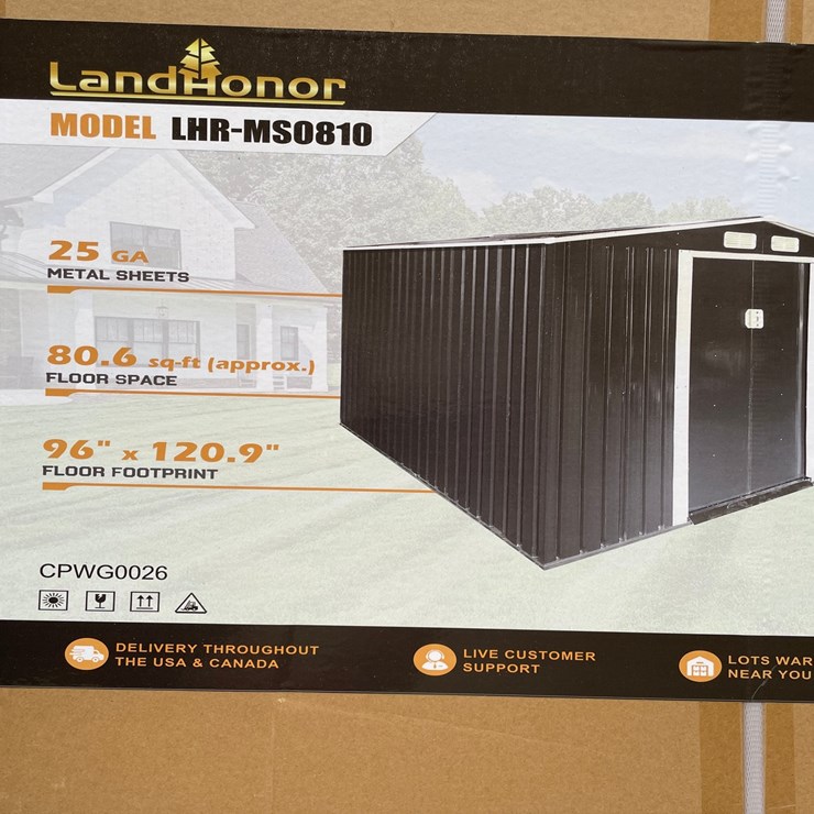 #10619 • LandHonor 8' x 10' Galvanized Apex Roof Metal Shed (Mosinee, WI)