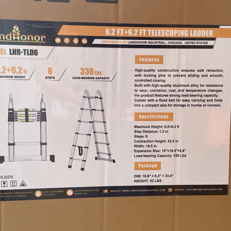 #10609 • LandHonor 6.2' + 6.2' Telescoping Ladder (Mosinee, WI)