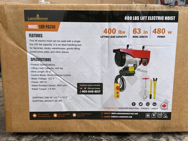 #10611-•-landhonor-400-lb.-lift-electric-hoist-(mosinee,-wi)-image-1
