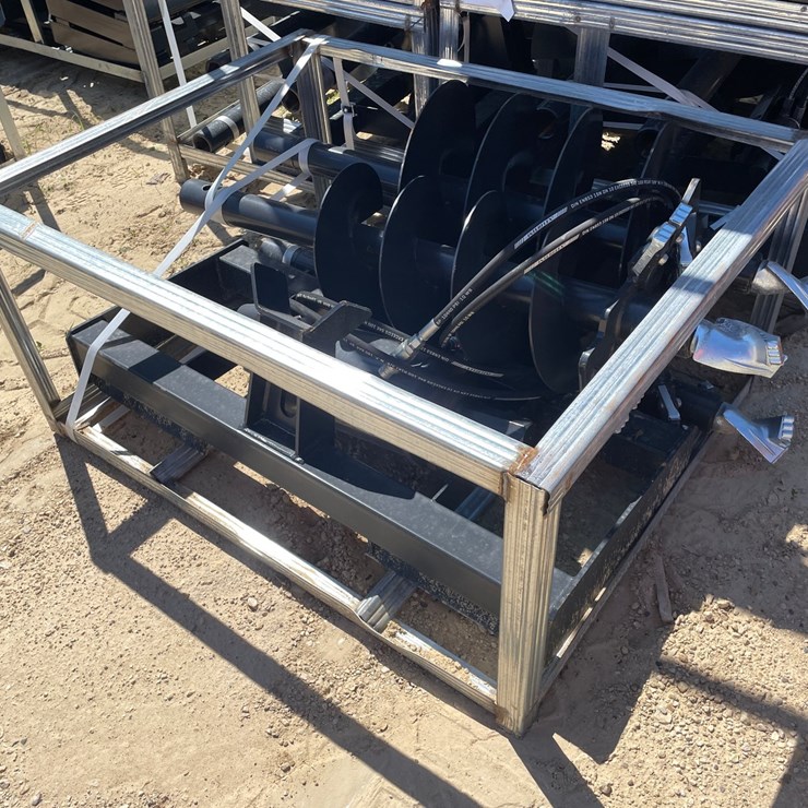 #2105 • JCT Skid Steer Mounted Hydraulic Auger Attachment with Bits