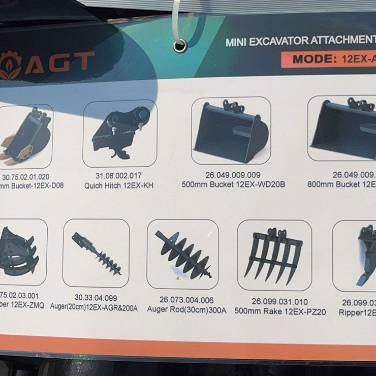 (9) AGT Mini Excavator Attachments