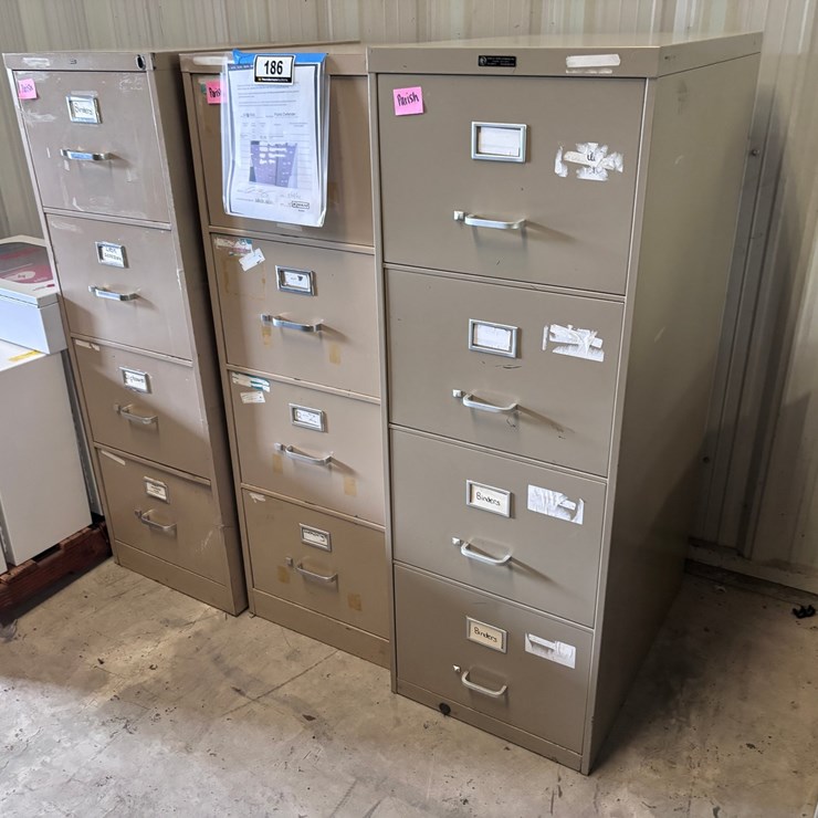 #186 • (3) Four-Drawer Filing Cabinets