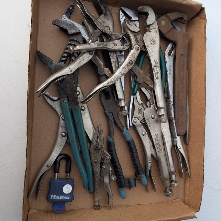 Misc. tools, vice grips, channel locks & pliers. #202