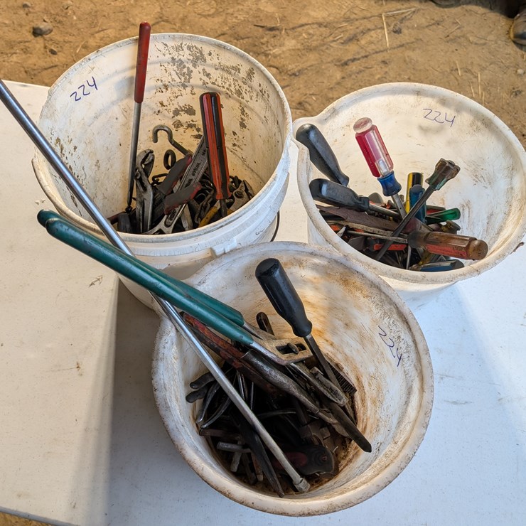 (3) buckets with contents to include misc. tools. #224