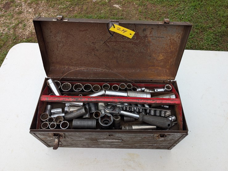 toolbox-with-contents-to-include-misc.-sockets,-extension-and-ratchet.-#219-image-1