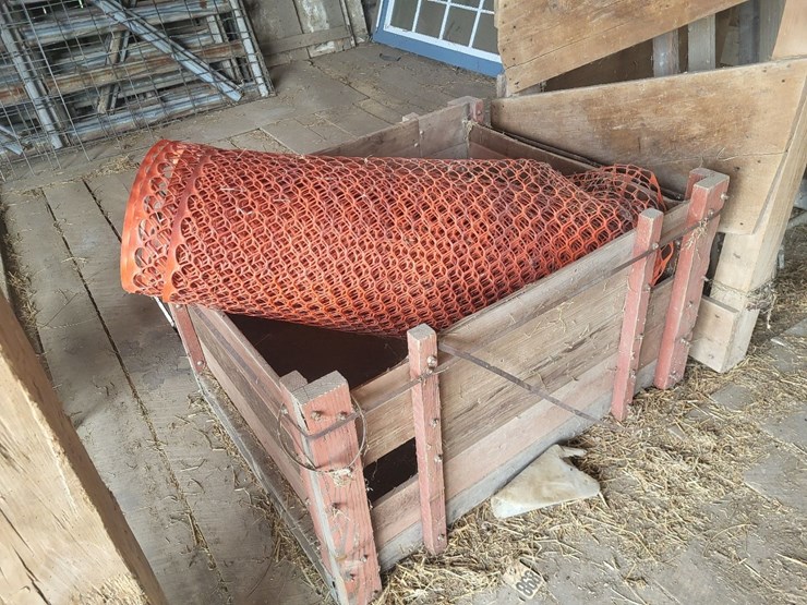 (3)-sawhorses,-(1)-roll-of-snow-fence-w/wooden-box-image-3