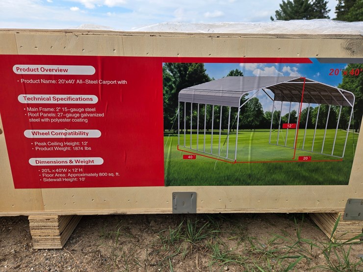 #2058-•-20x40-all-steel-carport-w/-open-sidewalls-**box-has-some-damage**-image-5