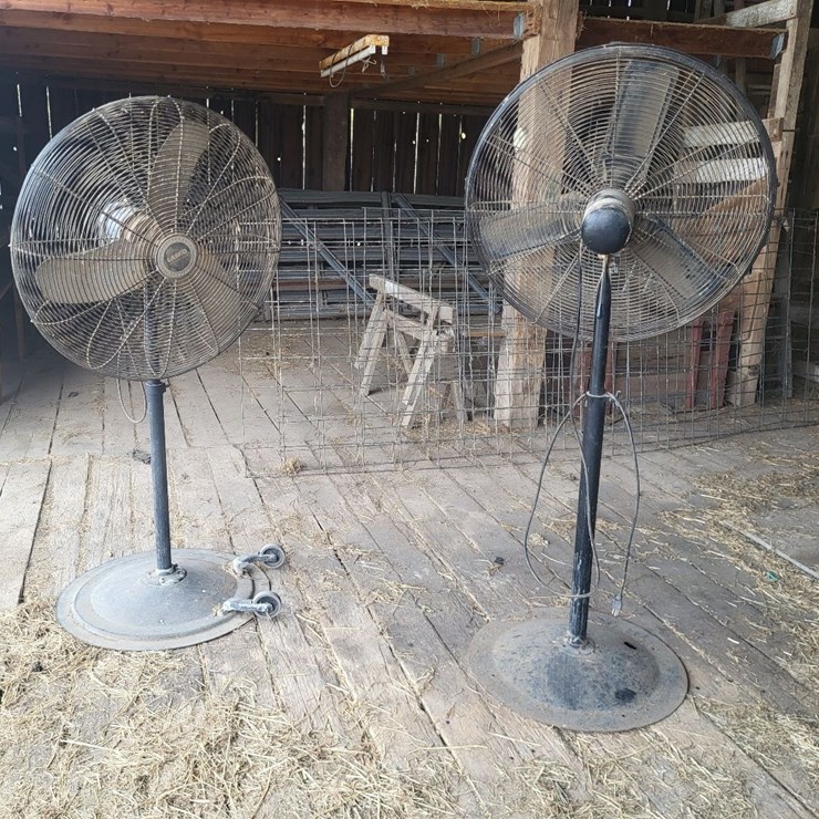 (2) 32" Livestock Fans w/Stands and Electric Motor