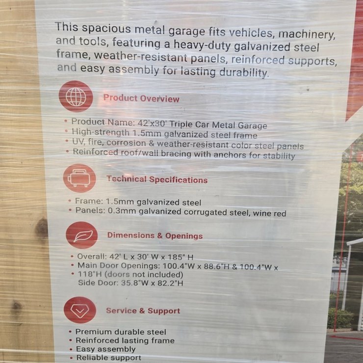 #2059 • 42x30 triple garage metal shed
