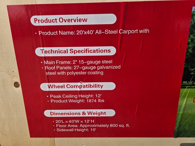 #2058-•-20x40-all-steel-carport-w/-open-sidewalls-**box-has-some-damage**-image-6