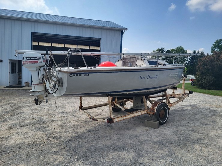 capri-sailboat-w/-single-axle-bumper-trailer-and-johnson-sailmaster-motor-image-5