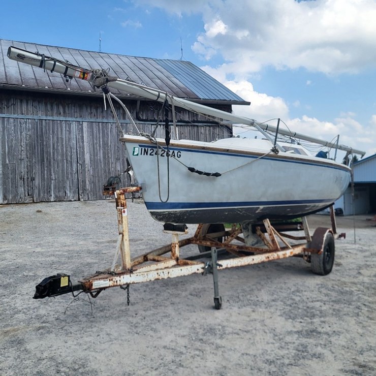 Capri Sailboat w/ Single Axle Bumper Trailer and Johnson Sailmaster Motor