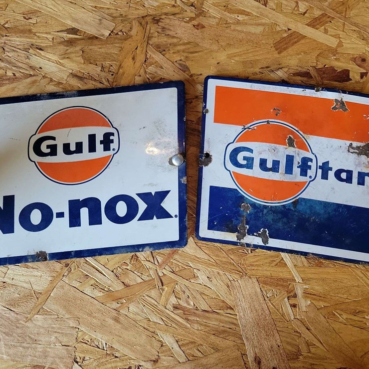 (2) Gulf Porcelain Signs