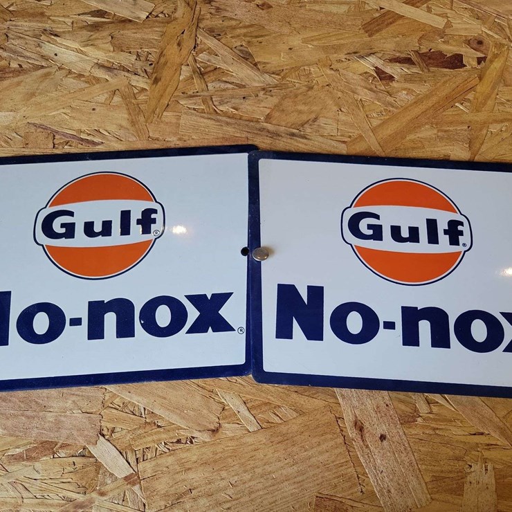 (2) Gulf Porcelain Signs