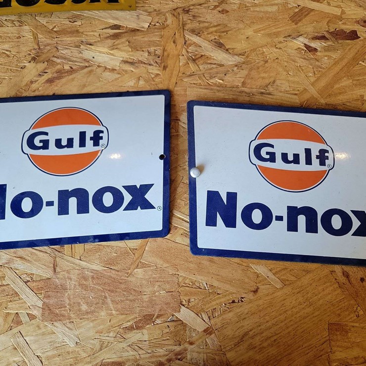 (2) Gulf Porcelain Signs