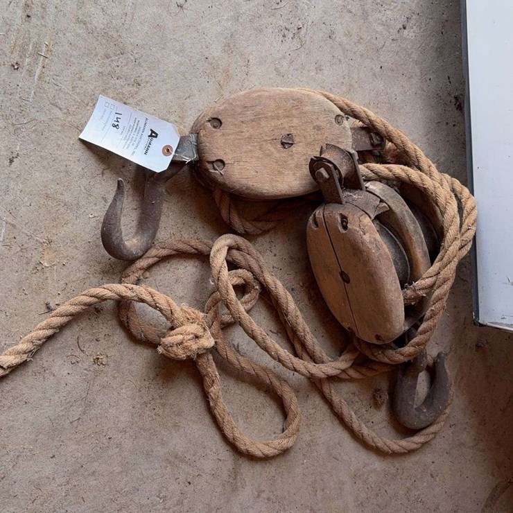(2) Wooden Pulleys