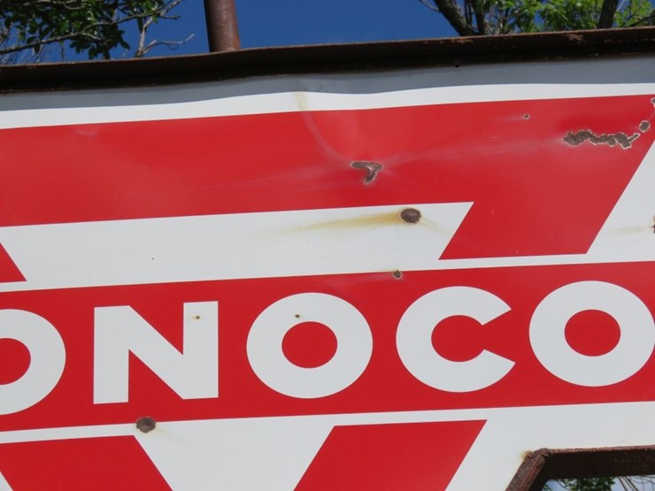 conoco-porcelain-sign-on-pole-with-frame-image-3