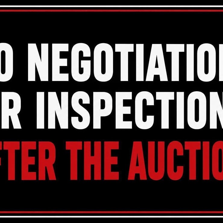 NO NEGOATIONS OR INSPECTIONS AFTER THE AUCTION