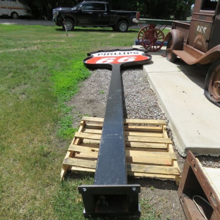 Phillips 66 Porcelain Sign with Frame and Pole