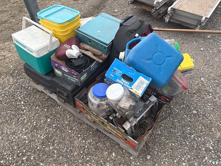 pallet-of-water-jugs,-coolers-and-hand-tools-image-3
