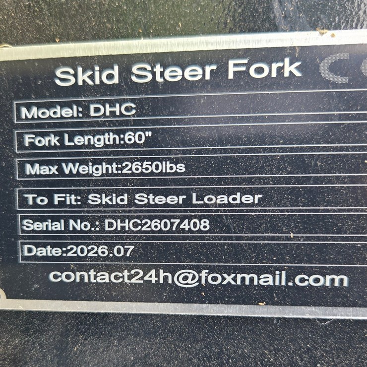 #2096 • 60" Skid Steer Forks 2650 Lb. Capacity