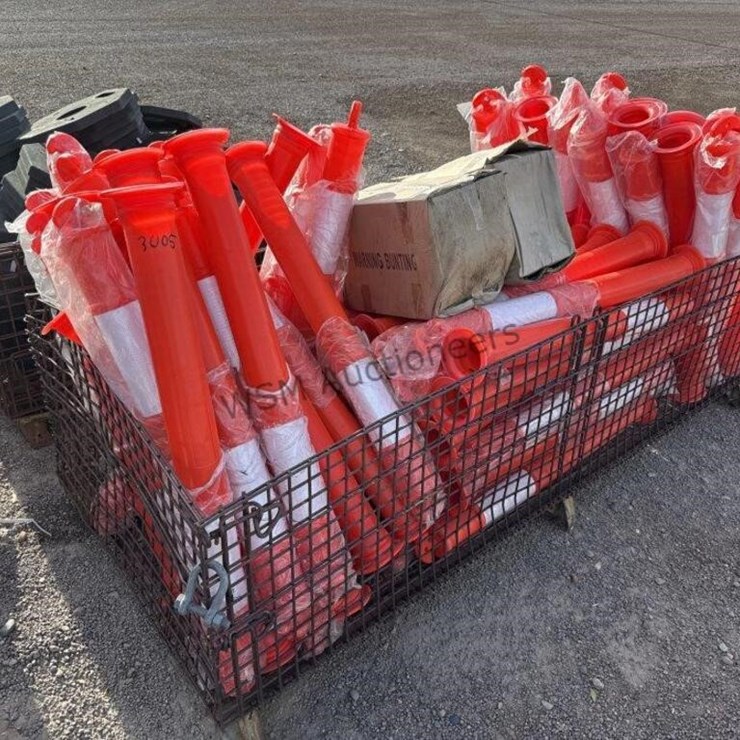 (2) BASKETS OF SAFETY BOLLARDS & BASES