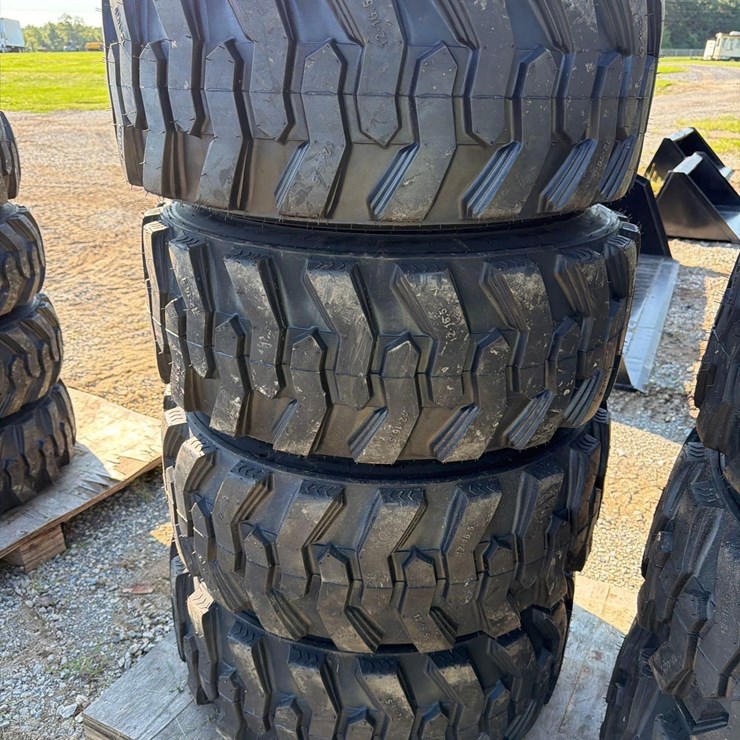 Set of 4 NEW 12-16.5 Skid Steer Tires on Rims