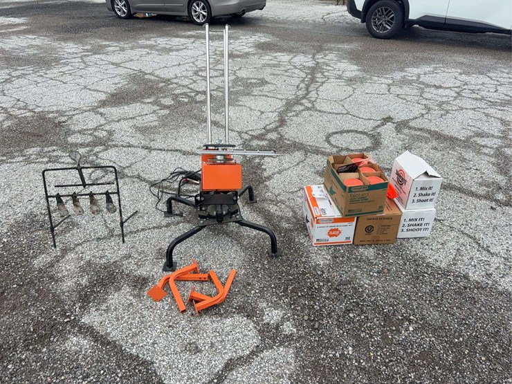 do-all-outdoors-clay-target-thrower,-steel-target-stand,-champion-clay-targets,-and-tannerite-targets-lot-image-1