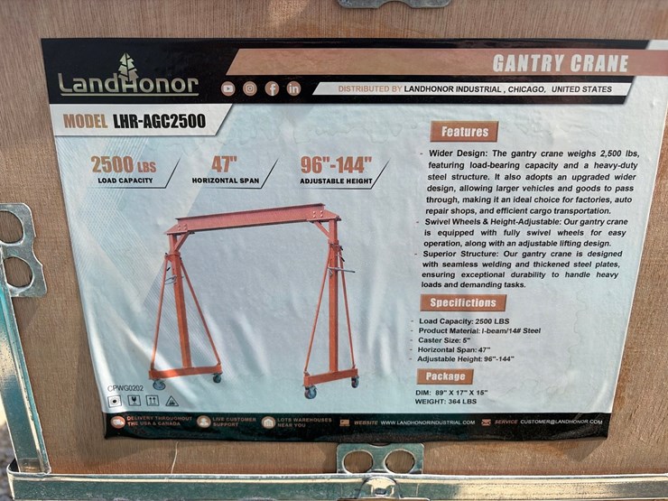 #40-•-unused-landhonor-2500lb-gantry-crane-image-1