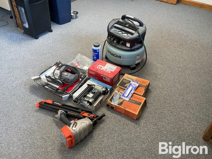 assorted-pneumatic-nail-guns-&-air-compressor-image-1