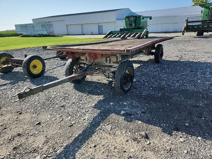 flat-rack-wagon-w/wood-running-gear,-hoist-image-1