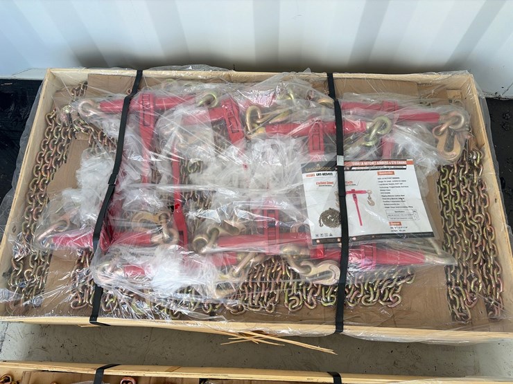 #66-•-unused-landhonor-5400lb-ratchet-binders-&-5/16”-20’-g70-chains-image-1