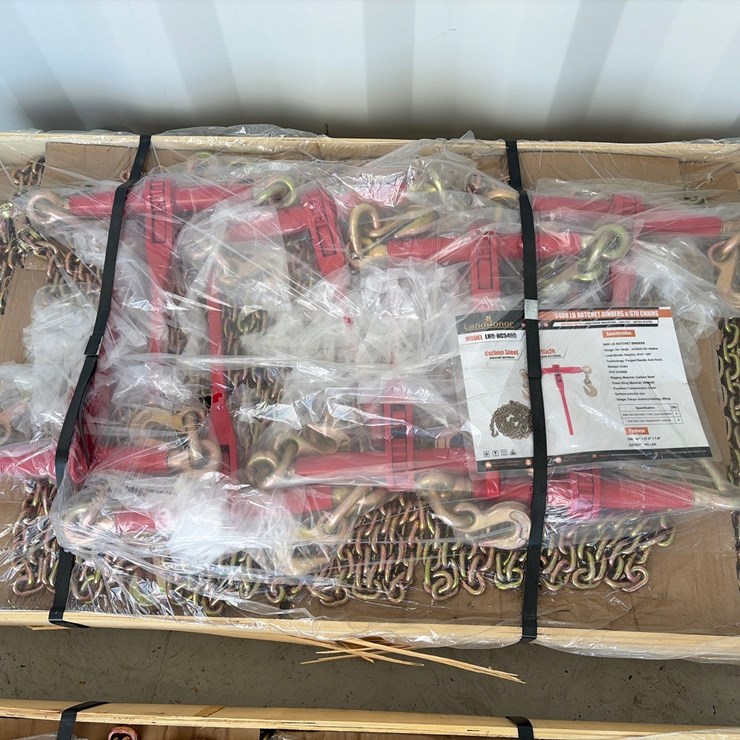 #66 • Unused Landhonor 5400Lb Ratchet Binders & 5/16” 20’ G70 Chains