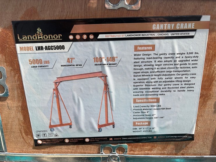 #42-•-unused-landhonor-5000lb-gantry-crane-image-1