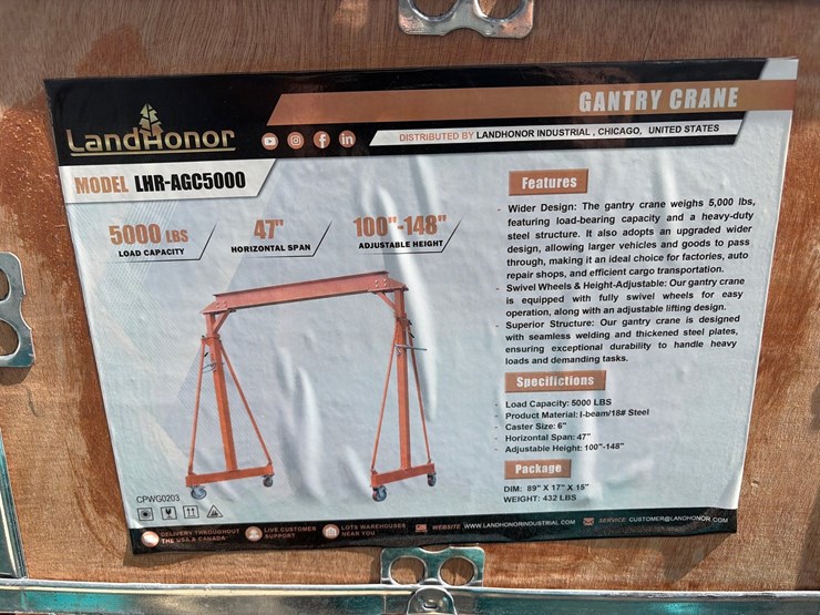 #43-•-unused-landhonor-5000lb-gantry-crane-image-1
