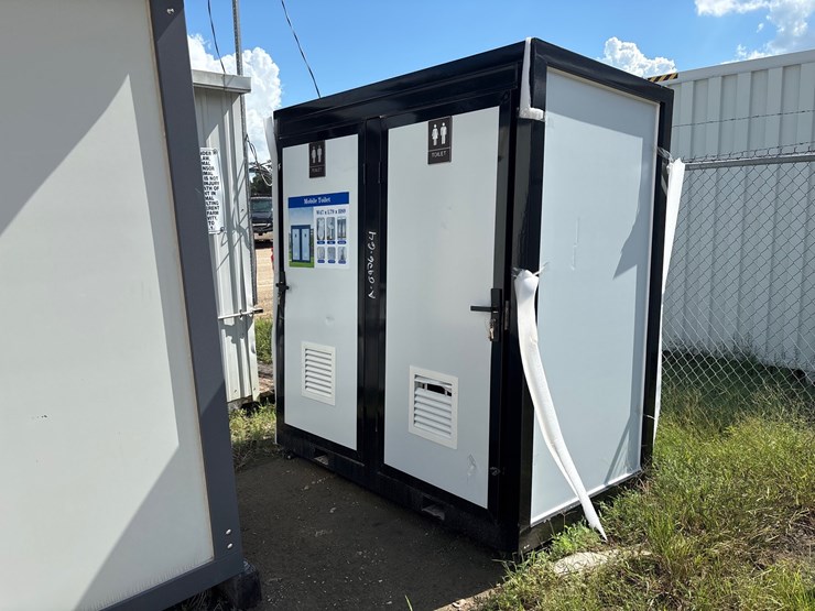 #1309-•-mobile-double-toilet-white-w/-black-frame-image-1