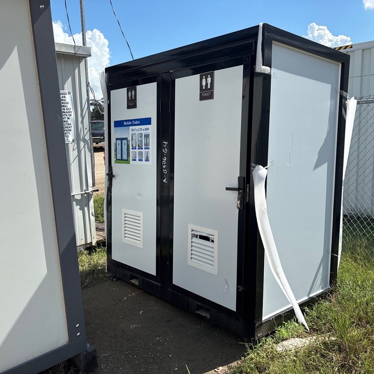 #1309 • Mobile Double Toilet White w/ Black Frame