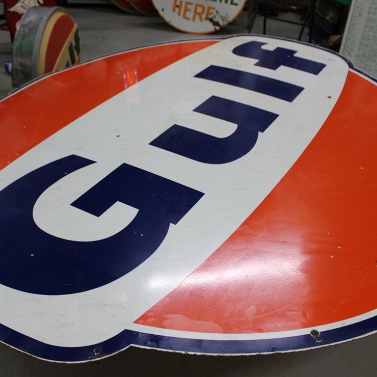 #291 • 72" x 78" GULF OIL LOGO METAL SIGN