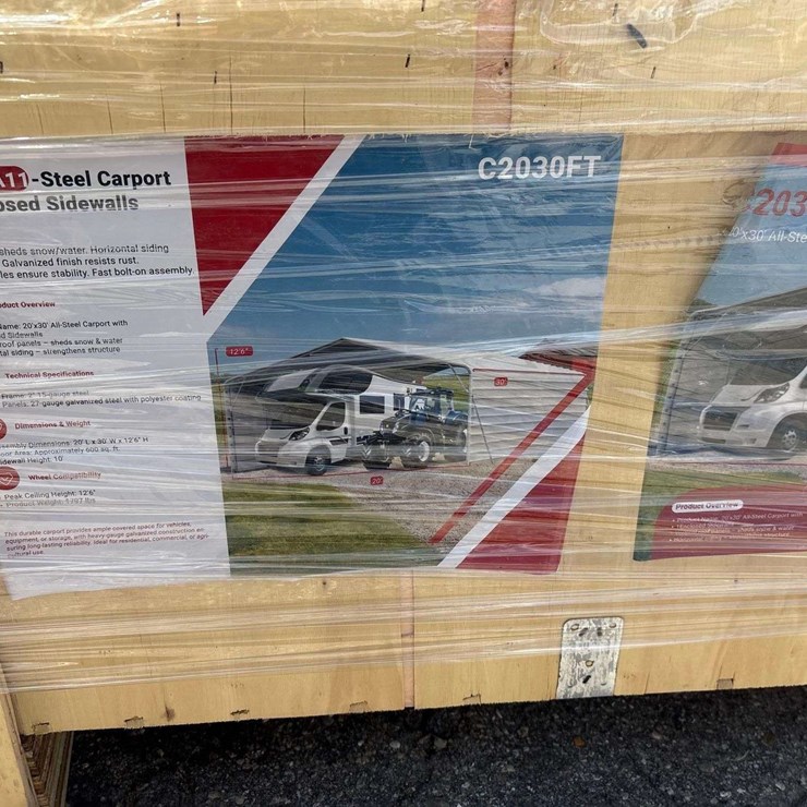 2026 20ft. x 30ft. Steel Carport with Enclosed Side Walls
