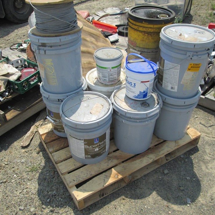 #53847 • Pallet of Paint Oil and Roll of Wire INV#53847